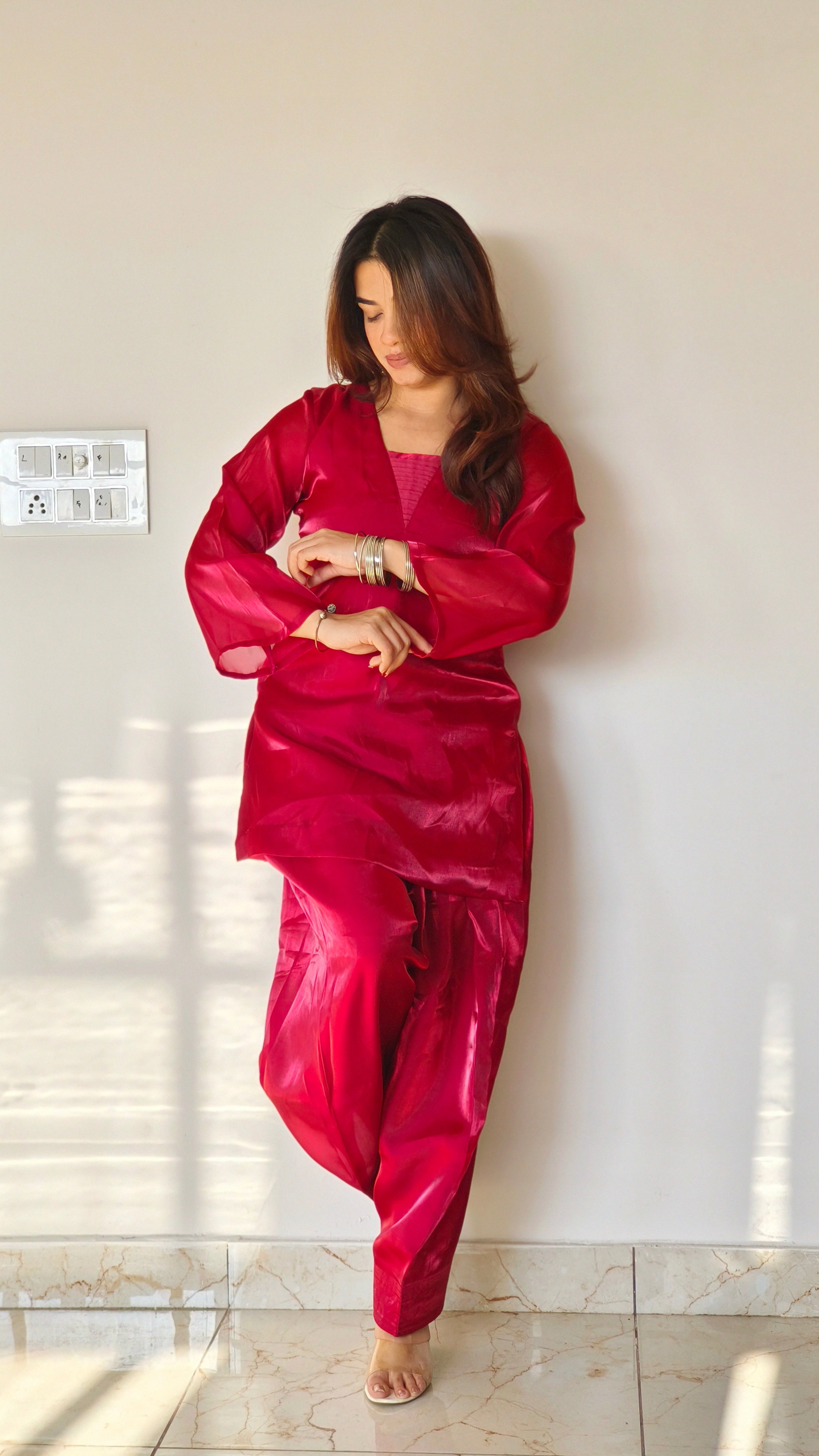 CRIMSON SILK KURTI | SHORT KURTI