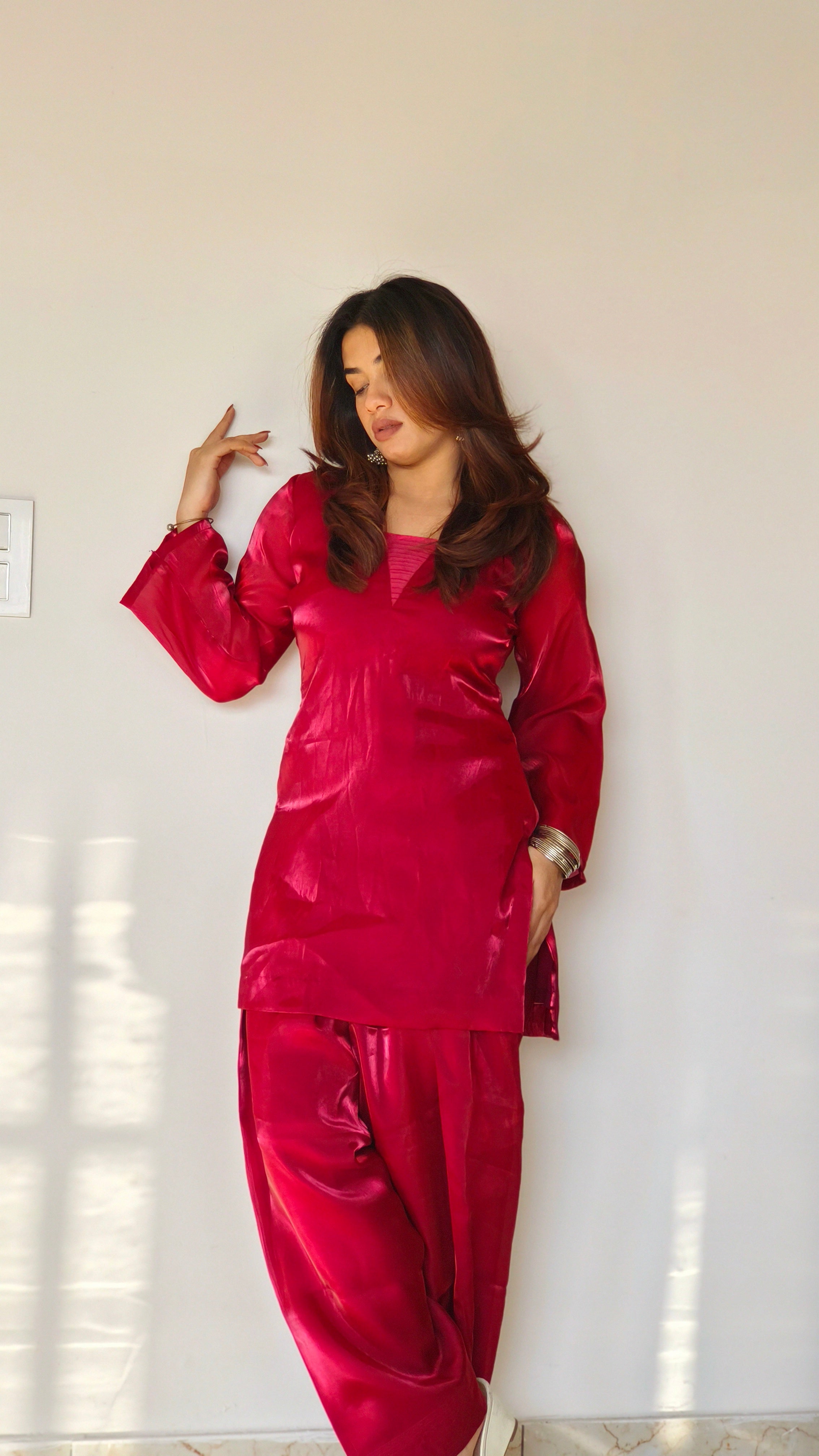 CRIMSON SILK KURTI | SHORT KURTI