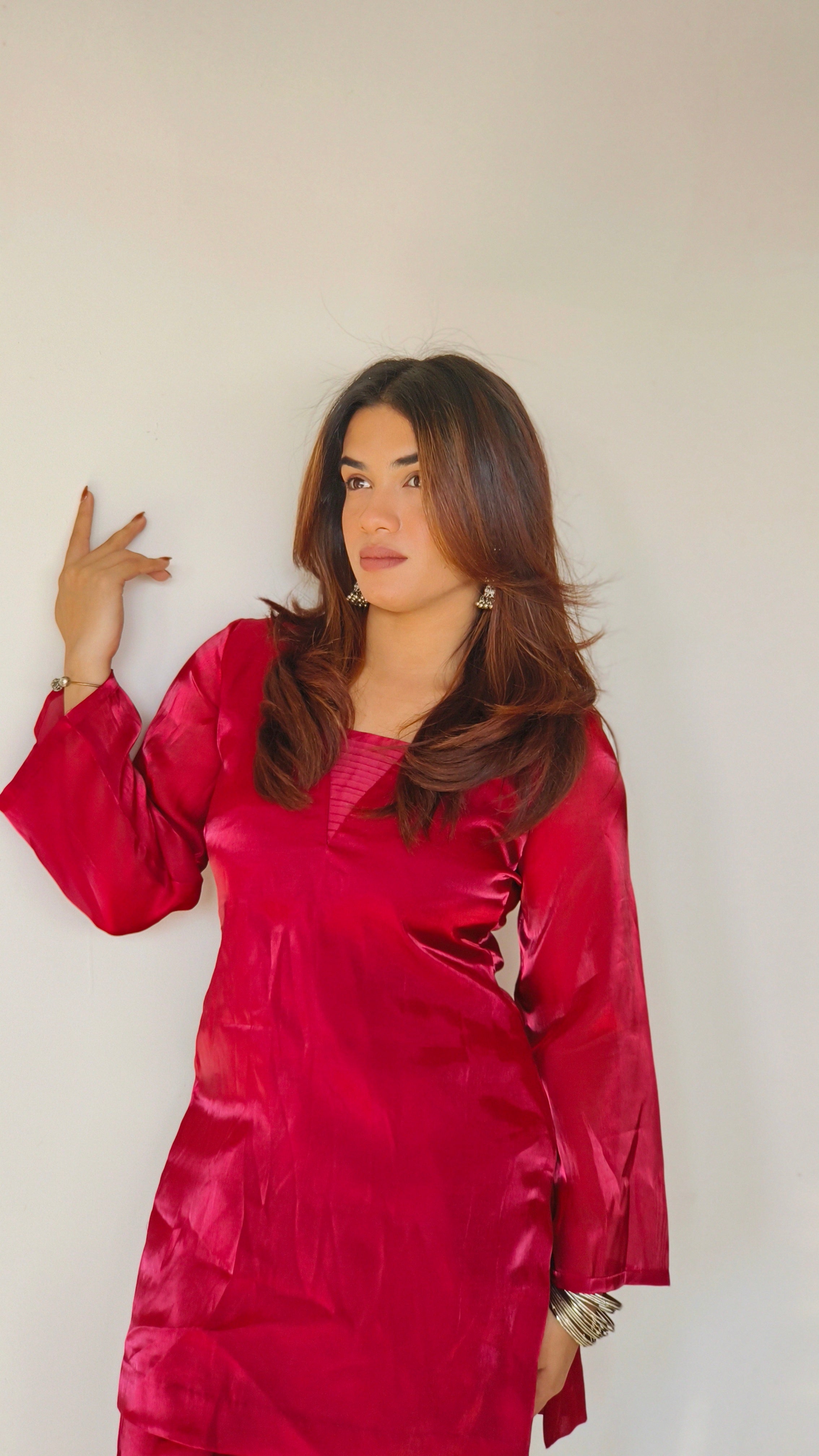 CRIMSON SILK KURTI | SHORT KURTI