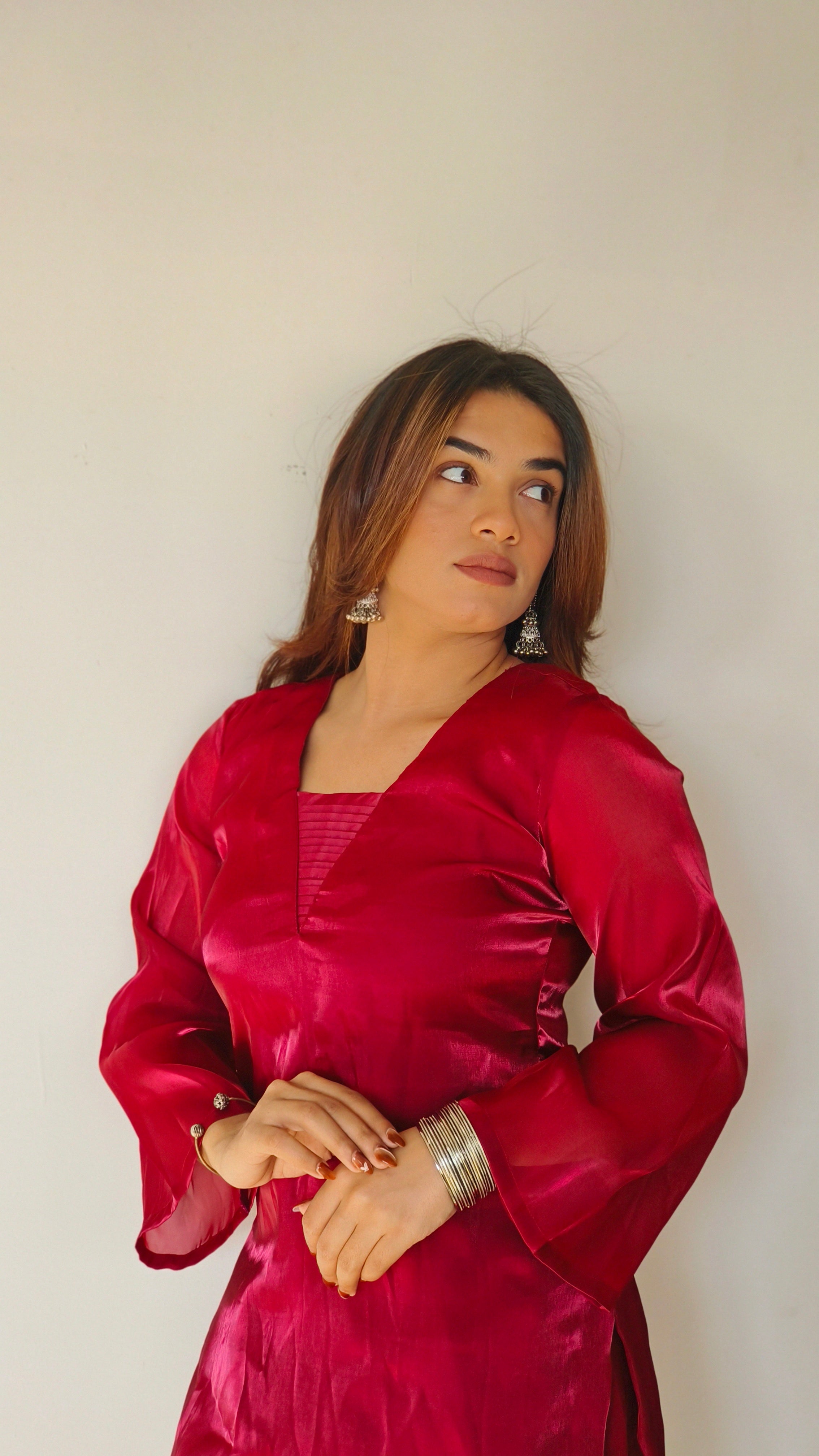 CRIMSON SILK KURTI | SHORT KURTI