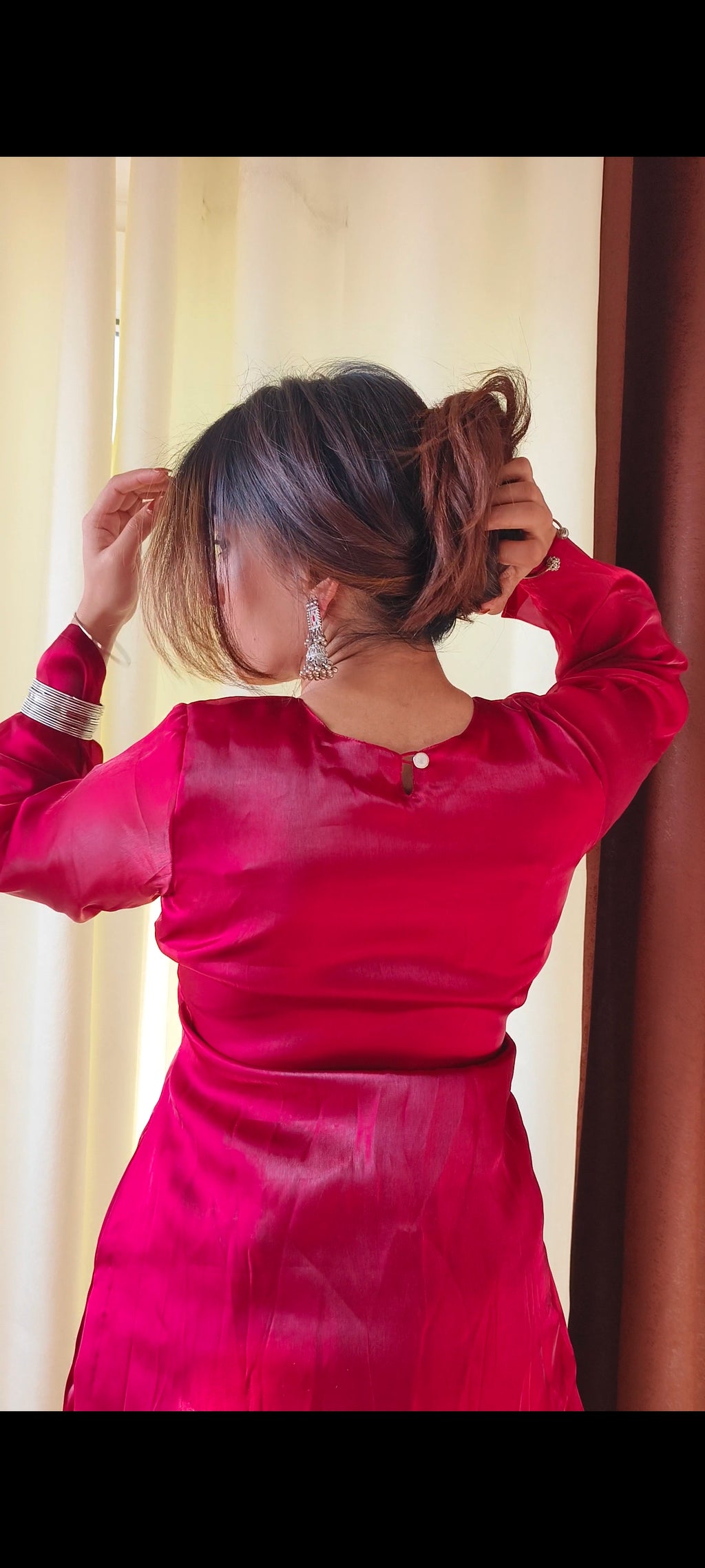 CRIMSON SILK KURTI | SHORT KURTI